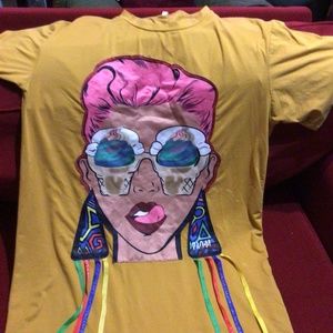 Oversized Tshirt Dress, Gold w/ print